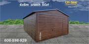 Garaż blaszany. 4x6 m. Brama uchylna. Profil zamknięty. 