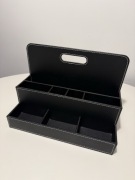 Elegancki organizer na biurko IKEA RISSLA – czarna ekoskóra, stan BDB!