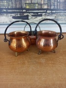 Zestaw miedzianych mini garnuszków / kociołków – styl vintage / rustykalny