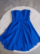 Chabrowa sukienka z usztywnionym gorsetem dłuższy tył 