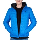 4F  DWUSTRONNA jesień zima męska kurtka z Kapturem czarna niebieska