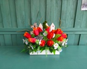 Stroik kompozycja Wielkanoc drewniana baza 