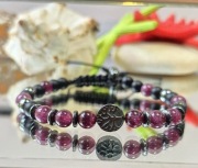 BRANSOLETKA DRZEWKO SZCZĘŚCIA REGULOWANA KAMIEŃ GRANAT MĘSKA SZER 18 