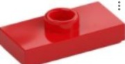 LEGO PLATE 1X2 W. 1 KNOB RED 6092565/15573