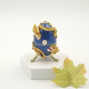 Jajko jajo faberge pojemniki szkatułka niebieskie styl złote smoki