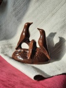 Ceramika brązowe ptaki vintage retro na gałęzi figurka