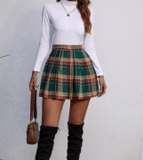 Zielona spódniczka w kratę plisowana materiałowa NOWA