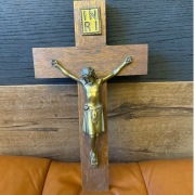 Stary  zabytkowy KRZYŻ drewniany KRUCYFIKS Chrystus ukrzyżowany
