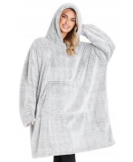 Bluza koc, ciepła kocobluza z kapturem i kieszenią, szara, unisex