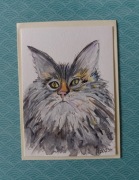 Kartka ręcznie malowana z kotem