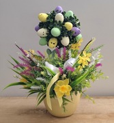 Stroik świąteczny wielkanocny dekoracja wnętrz jajka zając bukszpan 