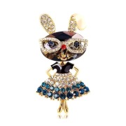 Broszka Królik Laleczka Modna Elegancka z Kryształkami Przypinka, Prezent N