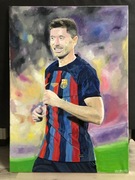 Robert Lewandowski portret farba olejna 