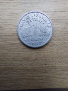 Francja - Vichy Republika  1 frank 1942 stan III; waga 1,6 g