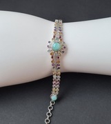 Bransoletka srebro rodowane 925, kamienie szlachetne 