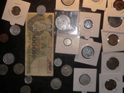 24 sztuki monet w tym SREBRO + banknot po kolekcjonerze