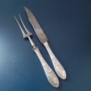 Nóż i widelec do mięs posrebrzane patyna