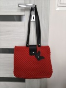 Torebka ręcznie robiona na szydełku czerwona motyl A4