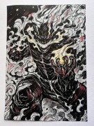Ręcznie Rysowany Demon Dark Fantasy Horror Unikat