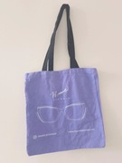 Torba materiałowa na zakupy marki Rimmel, fioletowa z czarnymi paskami