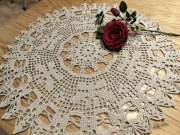 Obrus serwetka serweta szydełkowe rękodzieło misterne cacko lnianyśr60