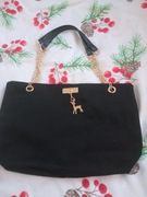 BRĄZOWA TOREBKA DAMSKA NA RAMIĘ ZAMSZ BEŻOWA MAŁA LEKKA DO PRACY 