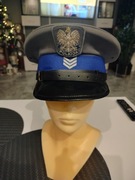 Czapka rogatywka, garnizonowa, gabardyna. Policja, kolekcjonerska. Roz. 55