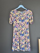 Zwiewna sukienka midi w kwiaty MONKI boho xxs lato wakacje | boho wakacje