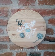 Obrazek Farm life obraz drewniana zawieszka okrągła dekoracja