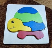 Playtive kolorowe, drewniane puzzle 2D żółw żółwik