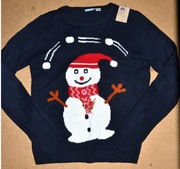 13* pepperts Świąteczny sweter zabawny Bałwanek 11/12 lat_ 146/152 cm  