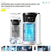 PRZENOŚNY MAŁY KLIMATYZER USB NA WODĘ i LÓD 3W1 KLIMATOR DO DOMU WENTYLATOR