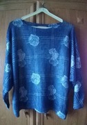 Bluzka sweterek ażurowy granatowo-biała oversize