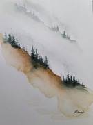 Obraz, Akwarela - Góry we mgle,   A5.