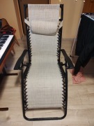 Leżak ogrodowy rozkładany z daszkiem i poduszk