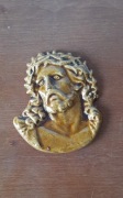 Gipsowo-ceramiczna płaskorzeźba Jezus Chrystus | PRL, vintage