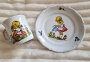 Talerz +kubek motyw dziecięcy Wałbrzych Vintage 