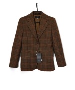 Marynarka Wełniana Kratka Brązowa Weekend Max Mara |R. 38/M