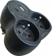Rozgałęziacz 2-gniazdowy złodziejka + USB-A i USB-C 230 V