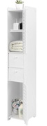 Wysoka szafka łazienkowa biała 118 cm 2 szuflady 3 półki