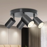 BOYIR Lampa sufitowa LED, Czarna, 4 Reflektory, Obracana 350°, GU10