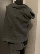 ZARA dzianinowy duży szal szalik narzutka gruby oversize dziury grafit