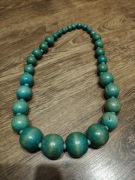 Korale drewniane góralskie turkus 