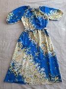 Niebieska kolorowa elegancka długa sukienka w kwiatki George 38