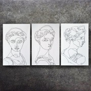 3 linearne obrazki rysunki Mały format Modern Art tryptyk