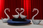 Łabędzie ze szkła murano sygnatura Lino