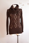 Czekoladowy gruby sweter golf S/M