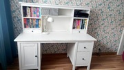 Ikea Hemnes biurko z dostawką 155x137x65 Biała Bejca