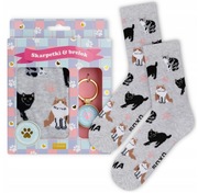 SOXO zestaw prezentowy skarpetki + brelok KOCIA MAMA rozm. 35-40