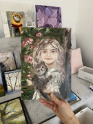 Obraz olejny “dziewczynka z kotem”